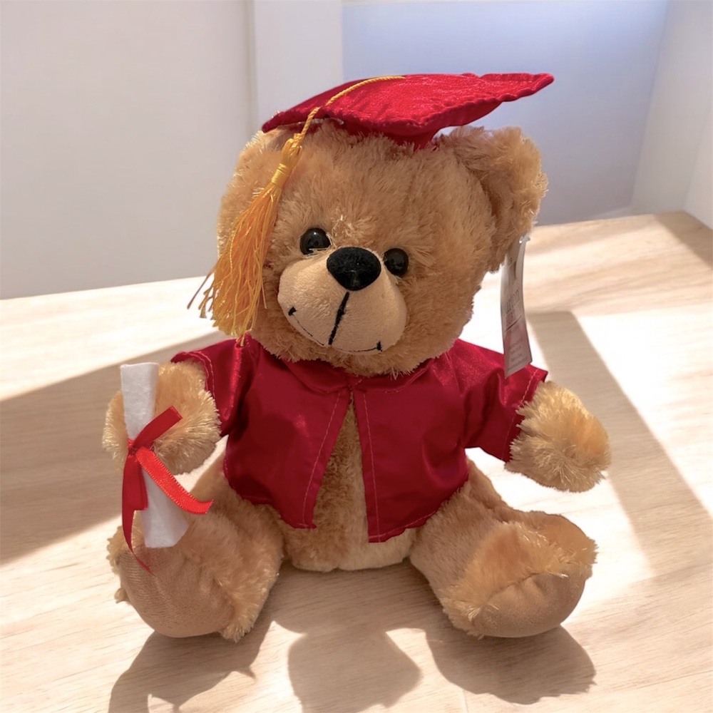 New!! 11” Graduation Teddy Bear Plush in Red Gown